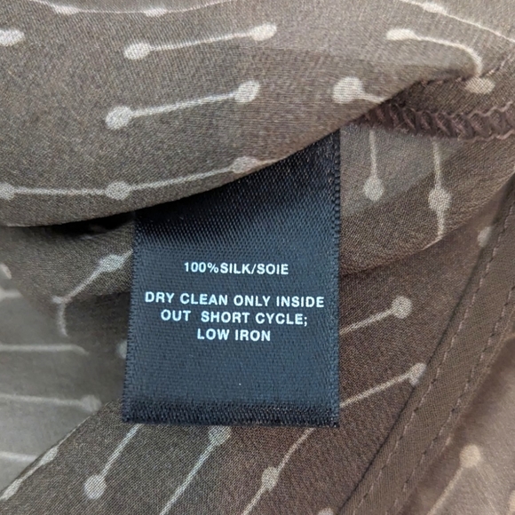 Lafayette 148 Silk Button Up Shirt NEW Womens Medium Brown Sheer Career Blouse - Picture 11 of 11